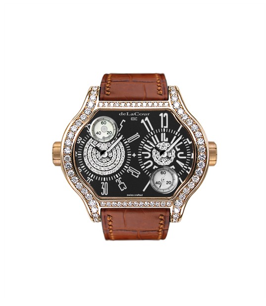 Replica DeLaCour City 2 Rose Gold Black Full Diamond Case WAPG0134-1096 Replica Watch